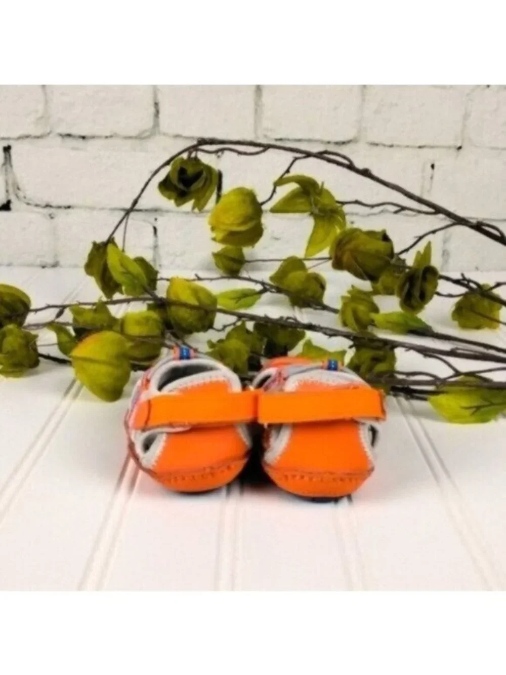 Riley Roos Patrick Leather Baby Shoes Orange Size Small 3-6 Months